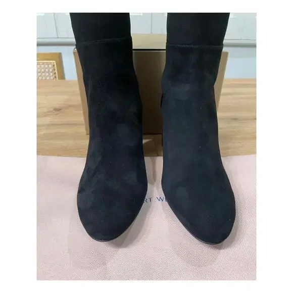Stuart Weitzman 5050 Block Stretch Suede Over-The-Knee Black Boots Size 8 NWOB - Picture 8 of 12